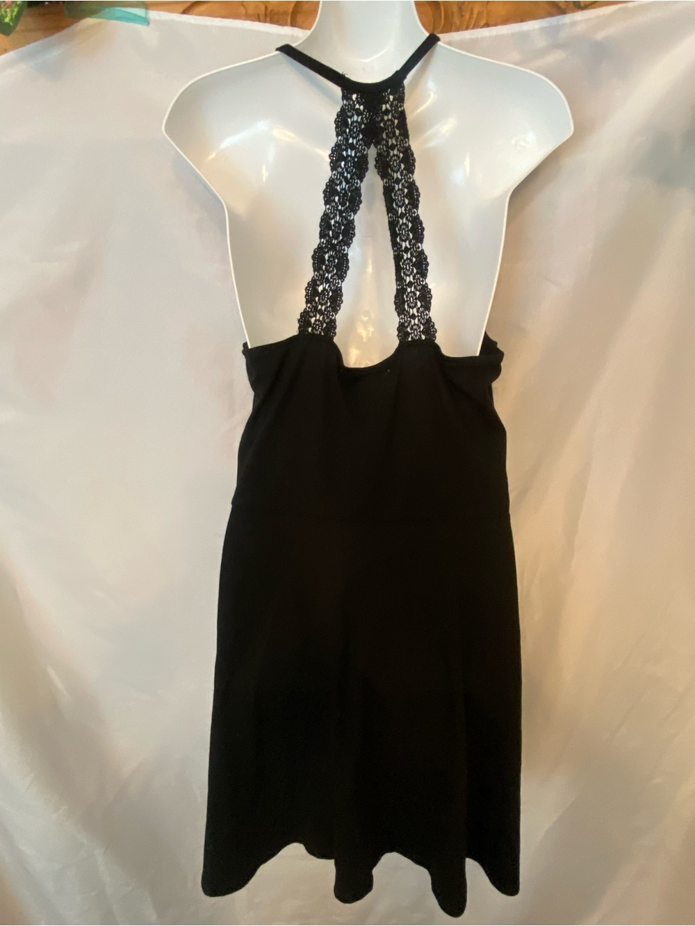 I'm in Love with Derek Black Lace Racerback Spaghetti Strap Cotton Mini Dress